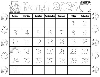 Preview of FREE - MARCH 2024 - TRACING CALENDAR
