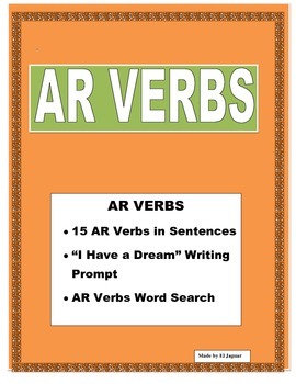 Preview of AR VERBS- 15 Verb Writing Practice-"Yo tengo un Sueño"- Martin Luther King 