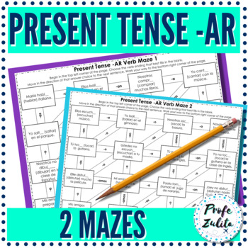 Preview of Spanish AR Verbs Worksheet Practice Maze Activity | Laberinto PDF