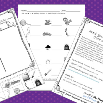 Preview of AR and OR Bossy R Controlled Picture Sort and Spelling Worksheets