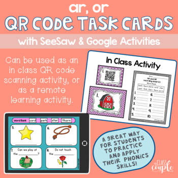 Preview of AR and OR QR Code Task Cards with Distance Learning Option (SeeSaw/Google)