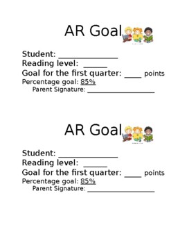 Preview of AR goal sheet