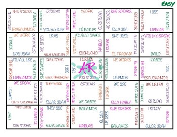 Preview of Spanish verb conjugation - regular present tense AR verbs puzzle