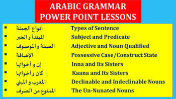 Preview of ARABIC GRAMMAR POWER POINT/SLIDE SHOW LESSONS BUNDLE | قواعد اللغة العربية