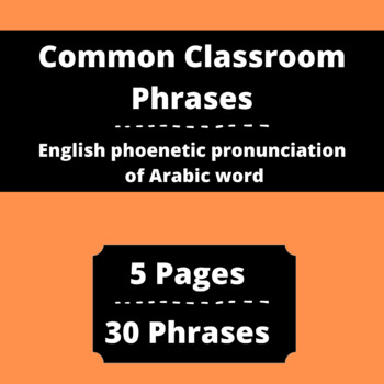 Preview of ARABIC and ENGLISH (ESL) Classroom Common Phrases!