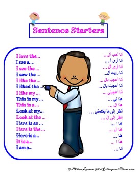 Preview of ARABIC and ENGLISH Sentence Starters!