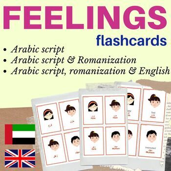 Preview of Feelings Arabic flashcards | Emotions Arabic flashcards