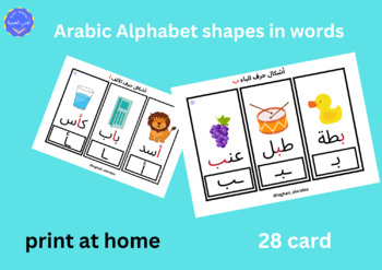 Preview of png file ARABIC letters positions / أشكال الحروف العربية مع صور وكلمات