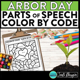 ARBOR DAY color by code TREES coloring page PARTS OF SPEEC