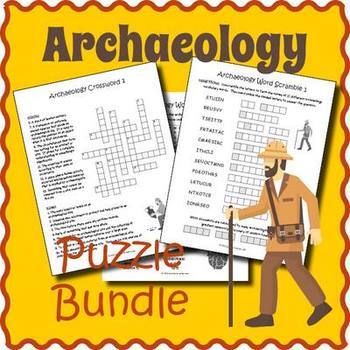 Preview of ARCHAEOLOGY BUNDLE - Crossword, Word Search & Scramble Worksheet Activities