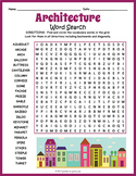 ARCHITECTURE VOCABULARY Word Search Puzzle Worksheet Activity