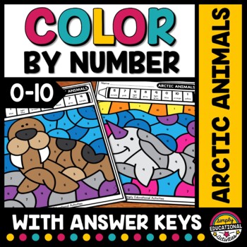 Preview of ARCTIC ANIMAL PRESCHOOL COLORING PAGE WINTER MATH COLOR BY NUMBER 0-10 WORKSHEET