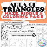 AREA OF TRIANGLES Maze, Riddle, Color by Numbers Page Math