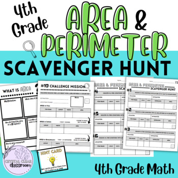 Preview of AREA and PERIMETER Scavenger Hunt - Real World 4th & 5th Grade Math