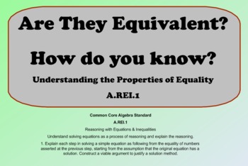 Preview of A.REI.1 Are the Equations Equivalent? How do you know?