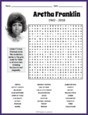 ARETHA FRANKLIN Biography Word Search Puzzle Worksheet Activity
