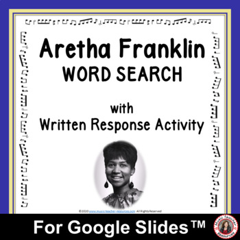 Preview of ARETHA FRANKLIN Music Lesson Worksheets and Activities for Google Slides