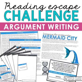 Preview of ARGUMENT WRITING ACTIVITY INTERACTIVE READING CHALLENGE ESCAPE