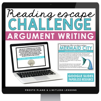 Preview of ARGUMENT WRITING DIGITAL ACTIVITY READING ESCAPE CHALLENGE