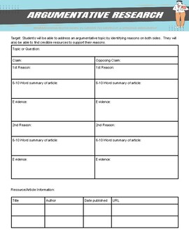 Preview of ARGUMENTATIVE WRITING & RESEARCH ORGANIZER