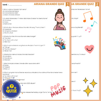 Pop Music Quiz by Cre8tive Resources