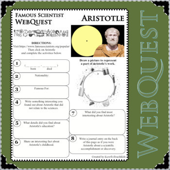Preview of ARISTOTLE Science WebQuest Scientist Research Project Biography Notes