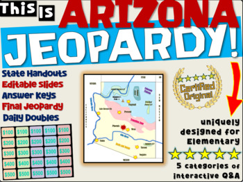 Preview of ARIZONA STATE JEOPARDY GAME! handouts, answer keys, interactive game board