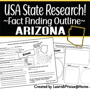 Preview of ARIZONA State Research Report: Brainstorm & Fact Page Outline | SOCIAL STUDIES