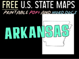 ARKANSAS FREE PRINTABLE STATE MAP (IN PDF AND MS WORD FORMATS)