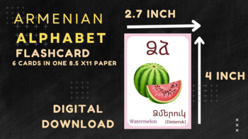 Western Armenian Alphabet Flash Cards DIGITAL (Instant Download) 