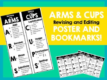Preview of ARMS & CUPS - Revising and Editing Strategy Poster and Bookmarks