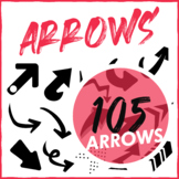 ARROWS CLIP ART 105 pieces Black, Gray and Outline