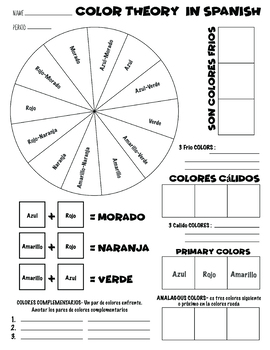 Preview of ART 101: Color Wheel Worksheet (in Spanish)