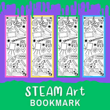 Preview of ART Bookmark STEAM Doodle| ART Coloring Page Line Art | Bookmarks to Color