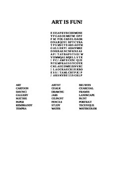Preview of ART IS FUN WORD SEARCH!