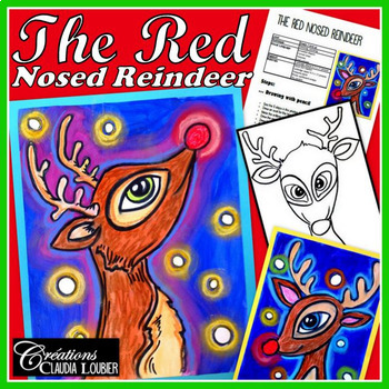 Preview of Christmas Art Activity : Red Nosed Reindeer - Craft - Art Lesson