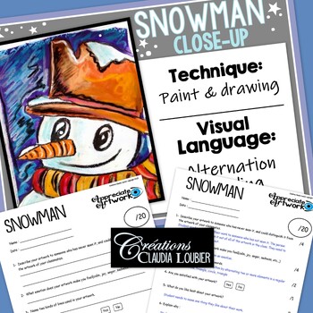 Winter Art Activity and Lesson Plan for Kids: Snowman Close-Up, Christmas