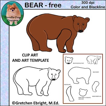 Preview of ART PARTS - WOODLAND - BEAR - TEMPLATE AND CLIP ART