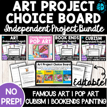 Preview of ART PROJECT BUNDLE Choice Board Independent Project PBL Genius Hour Digital