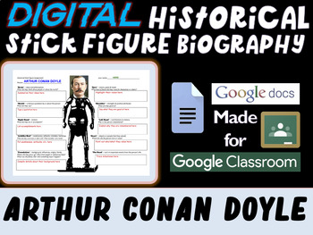 Preview of ARTHUR CONON DOYLE Digital Historical Stick Figure Biography (mini biographies)