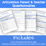 ARTICULATION Parent and teacher input/questionnaire form