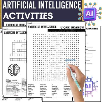Preview of ARTIFICIAL INTELLIGENCE ACTIVITIES,PUZZLE,Word Scramble,Crossword,Wordsearch