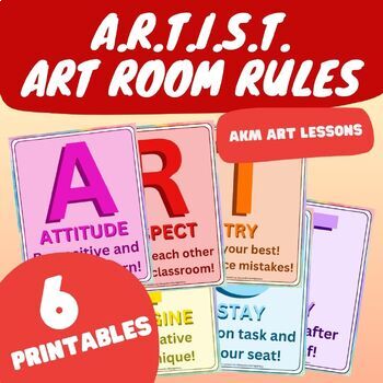 Preview of ARTIST Rules - 6 Printables - 8" x 10" - digital download