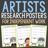 ARTISTS RESEARCH Project Posters | Art History Activity | 