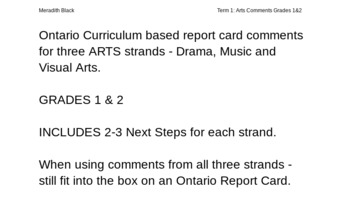 Preview of ARTS Report Card Comments - Ontario