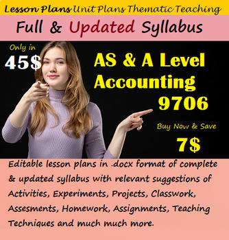 Preview of AS & A Level Accounting 9706 Lesson Plans (editable) Thematic Lesson Plans/ Unit