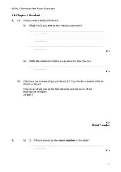 Preview of AS Chemistry IAL Past Paper Questions Units 1-3