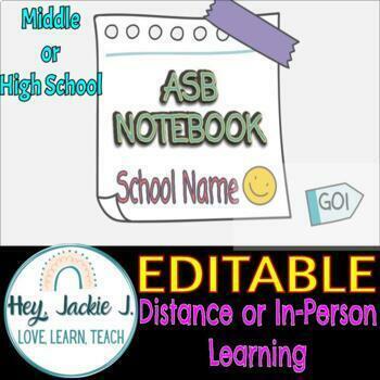 Preview of ASB Student Council Leadership Notebook Middle High School Editable Google 