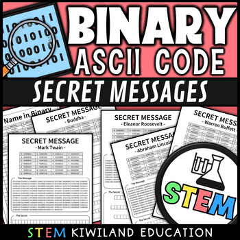Preview of Binary Code Worksheets Unplugged Secret Codes Famous Quotes Ascii