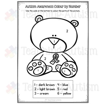 Autism Awareness Coloring Colouring by Teaching Autism | TpT